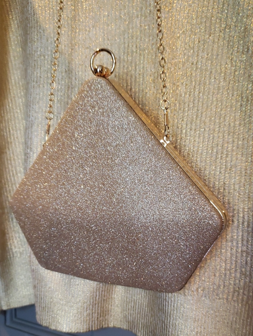 Glitter Diamond Shaped Clutch Handbag in Gold 6x6x6
